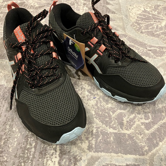 Asics Shoes - Asics Size 7 Dark Gray and Coral Athletic Shoes with Mesh Upper